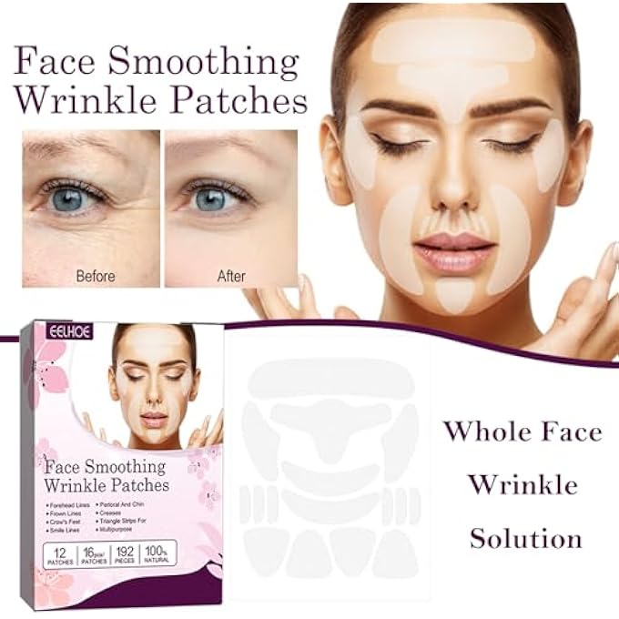 Che Boho 192PCS FACE WRINKLE PATCHES  ANTI-WRINKLE FACE TAPE FOR FOREHEAD, EYES, CHEEKS & SMILE LINES  SOFT & CLEAR DESIGN FOR OVERNIGHT USE - Image 2